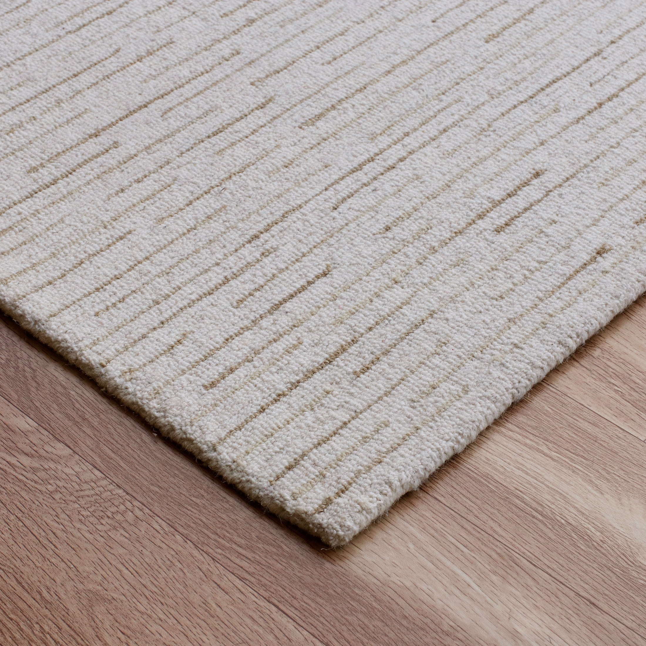 LR Home Bella Serene Ivory/Brown Modern Striped Wool Area Rug, 7'9" x 9'9"
