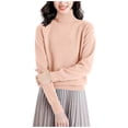 thumbnail image 2 of NTACZA Women's Sweaters Pink Loose Fitting Turtleneck Basic Sweaters Raglan Sleeve Pullover Knit Shirt Womens Jumper M, 2 of 5