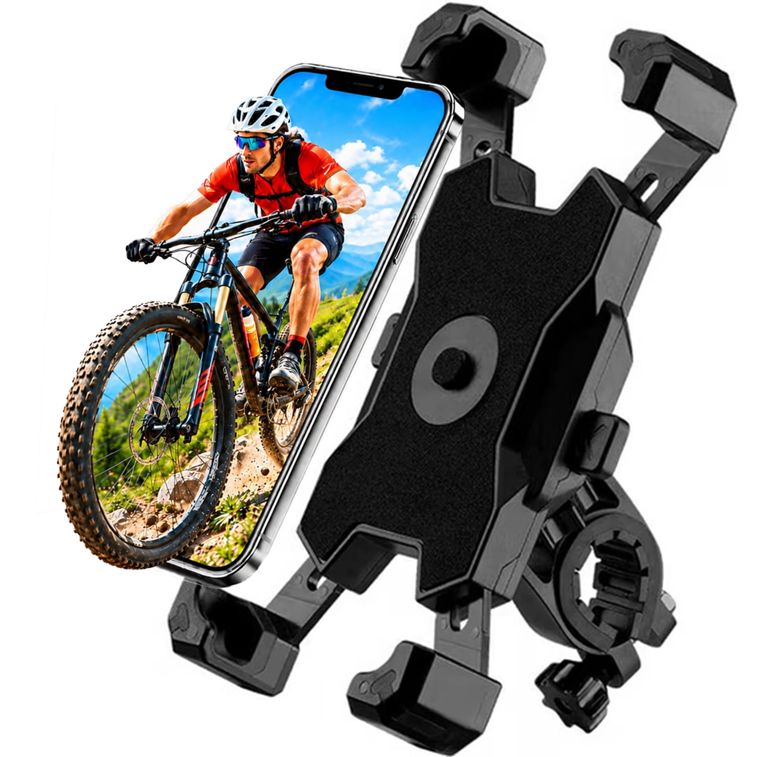 USTOP Bike Phone Holder Handlebar, Easy Install and Quick Release Bicycle Adjustable Scooter Phone Holder for Bike Phone Mount for iPhone and More 4.7-6.8 inch Cell Phone (Black,1 PCS)