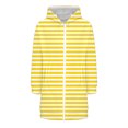 thumbnail image 4 of Women's Striped Zip Up Hoodie, Longline Fleece Jacket with Full-Length Zipper, Lightweight Mid-Length Hooded Sweatshirt, Soft Casual Wear for Fall and Winter Yellow L, 4 of 5