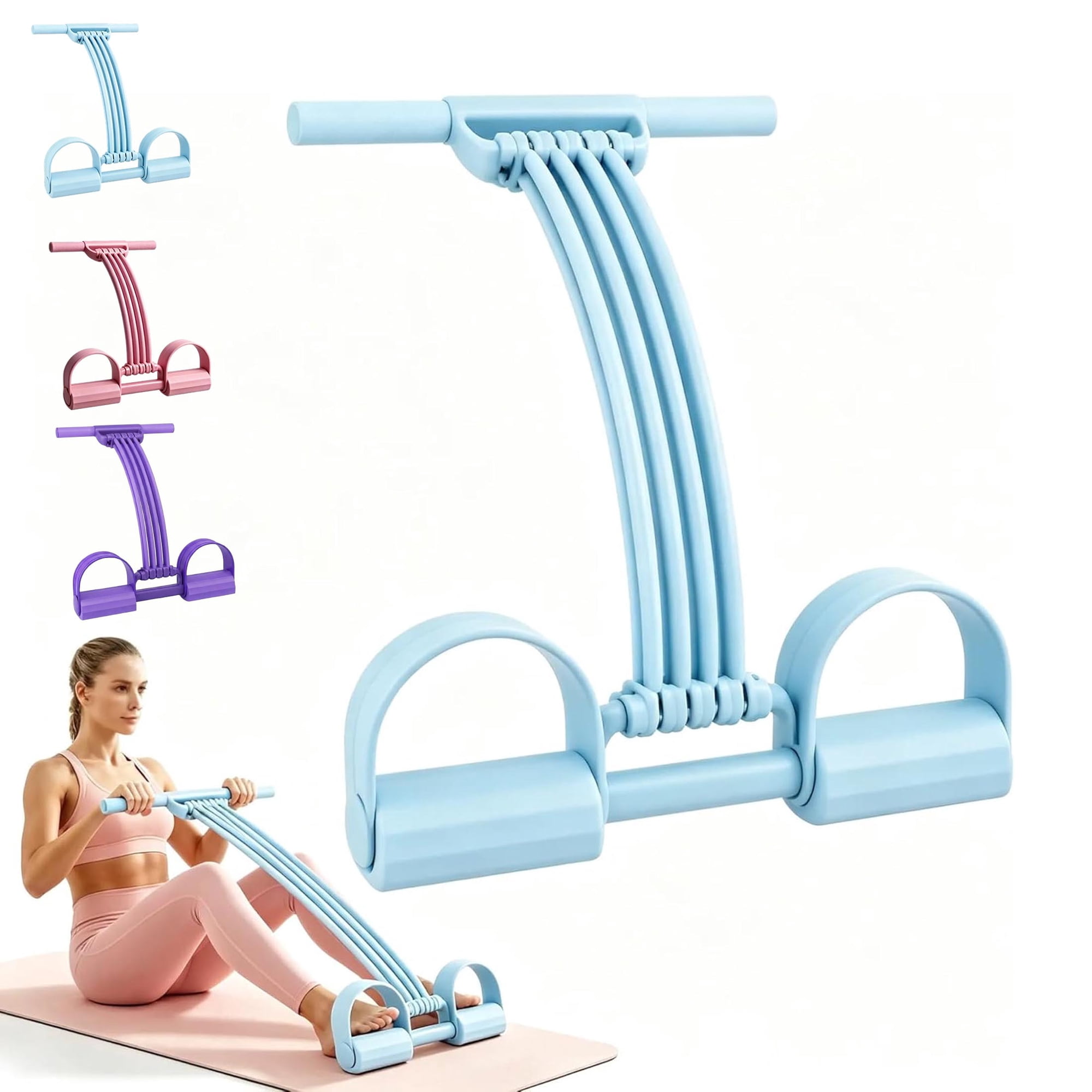 Resistance Band, 8-Tube Adjustable Pedal Exercise Band, Natural Latex Full Body Workout Trainer for Home, Yoga, Pilates & Fitness