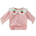 thumbnail image 2 of Bnwani Long Sleeve Toddler Shirt Cotton Crew Neck Solid Lace Tops 12-24 Momths, 2 of 3