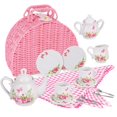 thumbnail image 1 of Juego de Té Porcelana Niñas - Diseño Floral - 18 Piezas rosa Unitalla, 1 of 5
