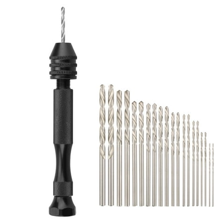 21-pack Pin Vise Hand Drill Bits, Micro Mini Twist Drill Bits Set with Precision Hand Pin Vise Rotary Tools for Wood, Jewelry, Plastic etc