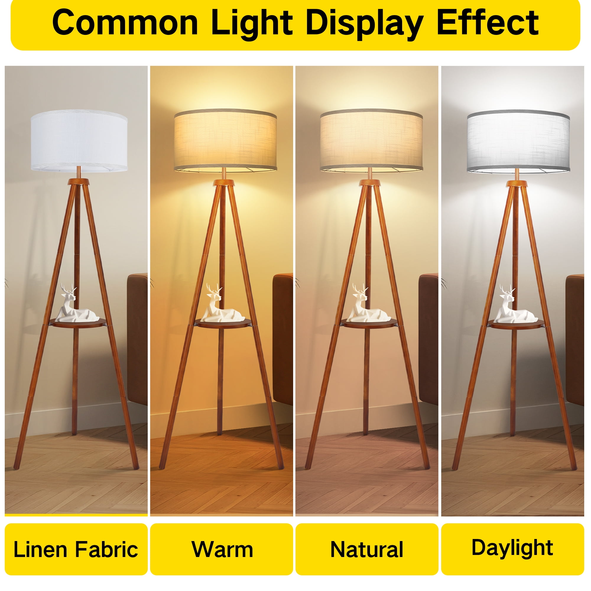OUTON Large Drum Lamp Shades for Floor Lamps, 16" Top x 16" Bottom x 9" High, Easy to Assemble, Replacement Linen Lampshades for Table Lamps & Bedside Lamps (1.65" Spider), White