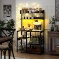 thumbnail image 4 of Gymax Hutch Bakers Rack w/LED Light 2 Anti-toppling Kits Charging Station for Kitchen Rustic Brown, 4 of 10