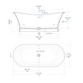 thumbnail image 2 of 67" White Matte Pedestal Solid Surface Resin Bathtub, 2 of 12