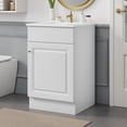 thumbnail image 2 of 20" Bathroom Vanity with Ceramic Sink, Free-Standing Bathroom Storage Cabinet with Soft Closing Door, Storage Rack and Adjustable Shelf, White, 2 of 8