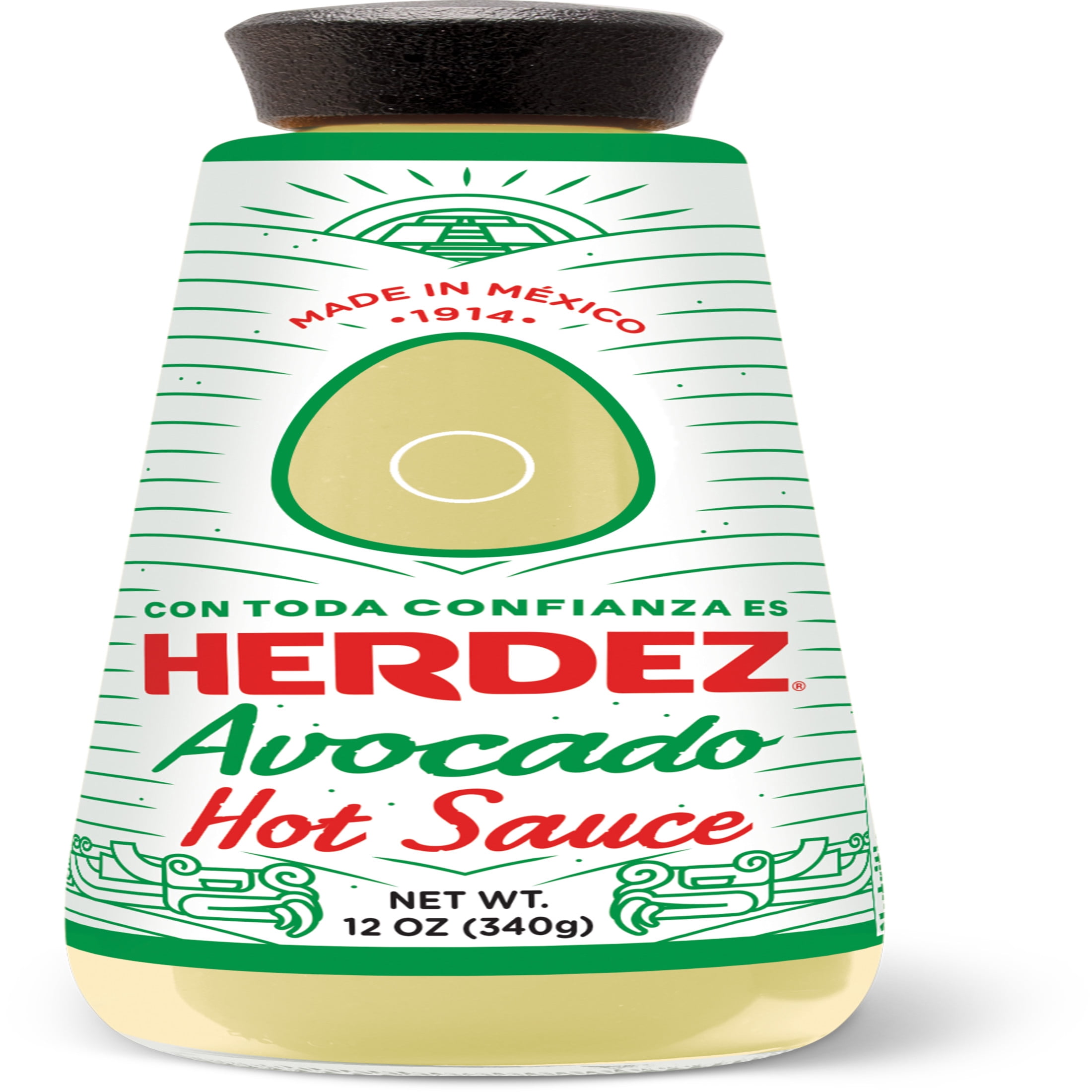 (3 pack) HERDEZ Avocado Hot Sauce, Taco Topping, Shelf Stable, 12 oz Glass Bottle