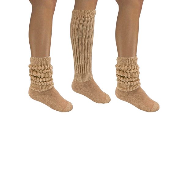 Luxury Divas All Cotton 3 Pack Extra Heavy Slouch Socks Made In USA