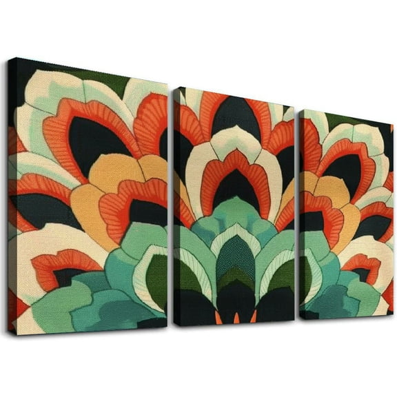 Shadudu Flower Pattern Canvas Art Decor Triptych Set | 3 Piece 12x16 Inches Unframed | Vibrant Wall Pictures for Living Room Bedroom Home Office 12"x16"x3pcs