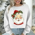 thumbnail image 4 of Women’s Cute Christmas Tree Crop Sweatshirt Long Sleeve Xmas Graphic Pullover Holiday Family Matching Top Funny Santa Lantern Sleeve Tee,White,L, 4 of 5