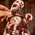 thumbnail image 5 of Christmas Snowman Figurine, Holiday Tabletop Centerpiece Decor, Winter Rustic Statue with Candy Cane, Cardinal Bird and Pine Accents for Mantel and Shelf, 5 of 7