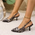 thumbnail image 2 of SCHUHLAND Women's Leopard Slingback Pumps, Crystal Chain Pointed Toe High Heel Shoes for Party & Wedding, 2 of 10