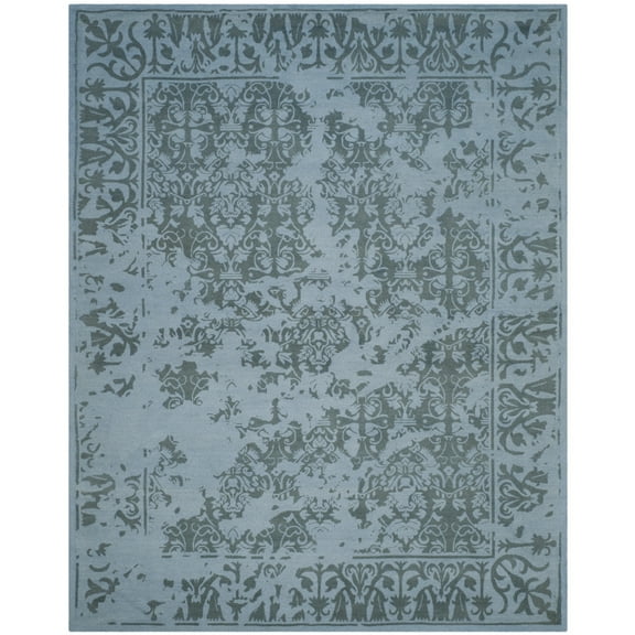 SAFAVIEH Restoration Vintage Kennard Border Wool Area Rug, Blue, 4' x 6'
