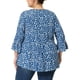 thumbnail image 3 of GRACE & GRANDEUR Blusas de mujer de talla grande con estampado de lunares, escote en V, mangas 3/4, dobladillo peplum, estilo babydoll, 3X, azul, 3 of 6