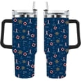 thumbnail image 2 of Seagulls And Lighthouses 40oz Tumbler With Handle Gifts For Grandpa Slim Wine Tumbler With Lid For Sports, 2 of 6