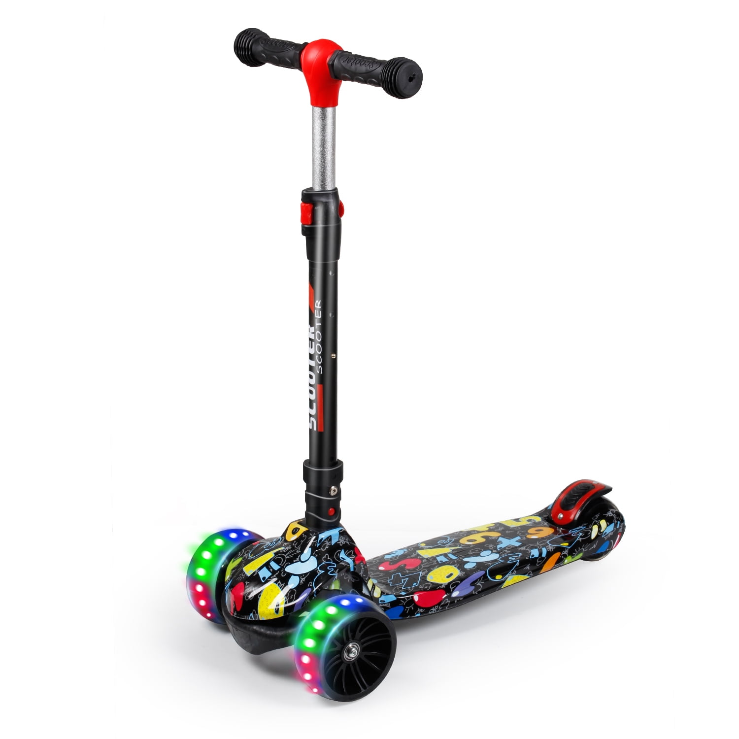 Years Old Kids Adult Push Roll NEW Foldable 3 Wheel Scooter LED Lights 5 
