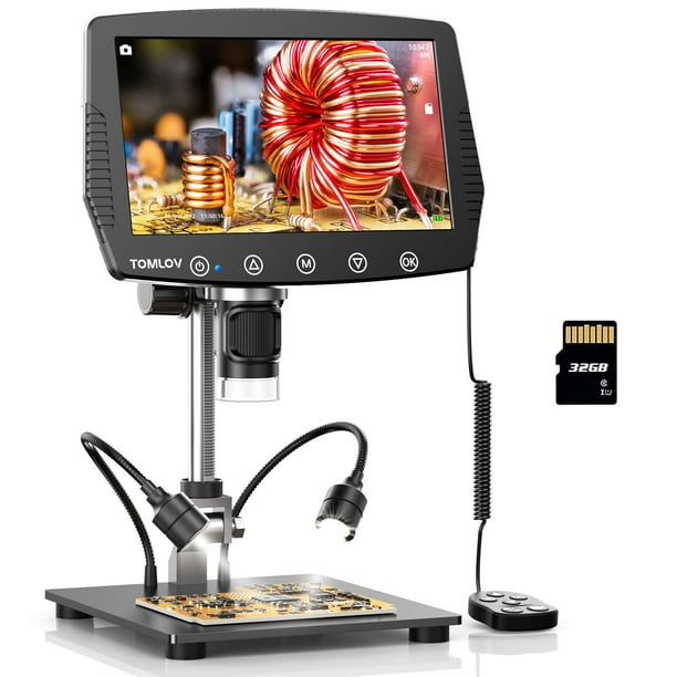 TOMLOV DM04 9'' Coin Microscope 1300X, 16MP 1080P LCD Digital
