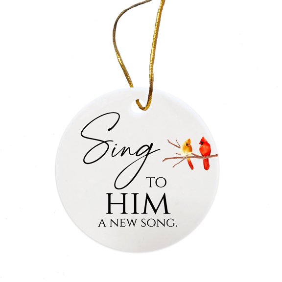 LifeSong Milestones Cardinal White Ceramic Ornaments - Sing To Him
