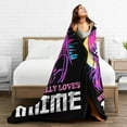 thumbnail image 4 of Just A Girl Who Loves Anime Throw Blanket Anime Print Throw Blankets Gifts for Couch Sofa Bed Stuff Decor Soft Cozy Fleece Plush Warm Flannel Bedding for Lover 50"x60", 4 of 7