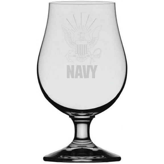 United States Navy Etched Glencairn Crystal Iona Beer Glass