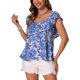 thumbnail image 1 of INSPIRE CHIC Blusas de verano para mujer con estampado floral y cuello en V, manga corta con volantes, XS Azul, 1 of 5