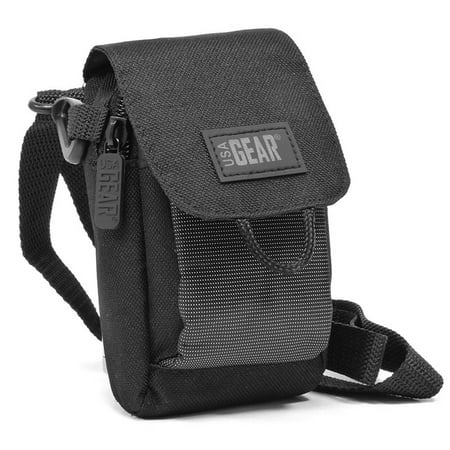 USA GEAR Binocular Case - Small Binocular Bag with Shoulder Strap Water Resistant Nylon - Black