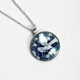 thumbnail image 4 of Peace Dove Glass Design Circular Pendant Women's Necklace, 4 of 5