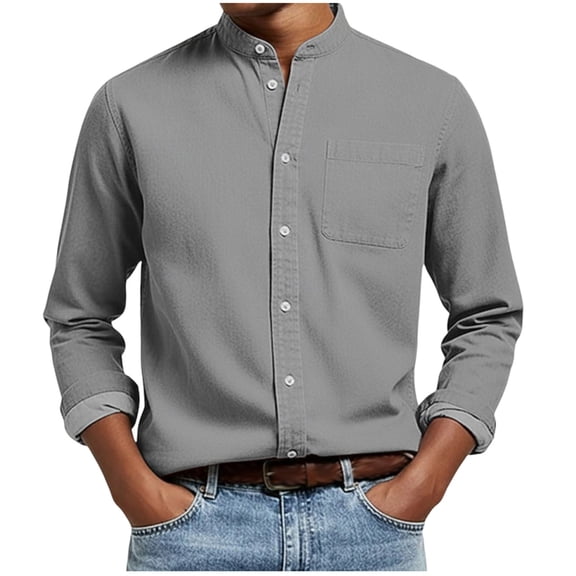 Long Sleeve Shirts for Men, Men's Long Sleeve Button Down Shirt Wrinkle Free Untucked Dress Shirt Casual Denim Shirt