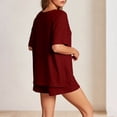 thumbnail image 5 of CheerKidz Womens Loose Fits Solid Color Short Sleeve Round Neck T-Shirt and Shorts Set Casual Comfortable Two Piece Outfit for Home Wear and Summer Vacation, 5 of 7