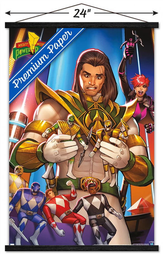 Power Rangers - Retro Wall Poster with Wooden Magnetic Frame, 22.375" x 34"