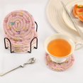 thumbnail image 5 of Haosy Set of 6 Drink Woven Coaster with Holder Heat Resistant Non-Slip Bar Coasters 4 Inches Cupcakes and Birthday Candles, 5 of 7