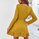 thumbnail image 4 of Vestido De Punto A La Moda Para Mujer, Manga Larga Con Dobladillo Con Volantes Cómodo Vestido De Punto Con Cuello Redondo Y Cintura Elástica Para El Trabajo Para Citas ANGGREK Otros, 4 of 6