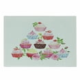 thumbnail image 1 of Dessert Cutting Board, Pyramid of Cupcakes with Polka Dot Liners and Bloomed Pink Roses Fresh Pastries, Decorative Tempered Glass Cutting and Serving Board, Small Size, Multicolor, by Ambesonne, 1 of 1