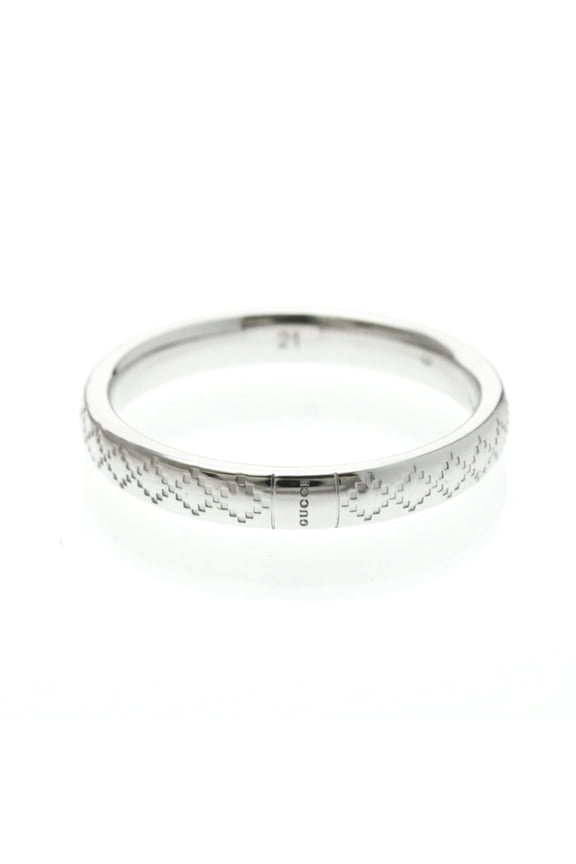 Pre-Owned Gucci Diamantissima Ring White Gold (18K) Fashion No Stone Band Ring Silver