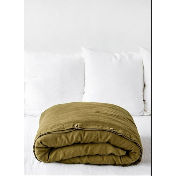 Pavish Export Cotton duvet cover with buttons in olive green Natural stonewashed Bedding Duvet Cover Custom Size Duvet Cover Set Twin