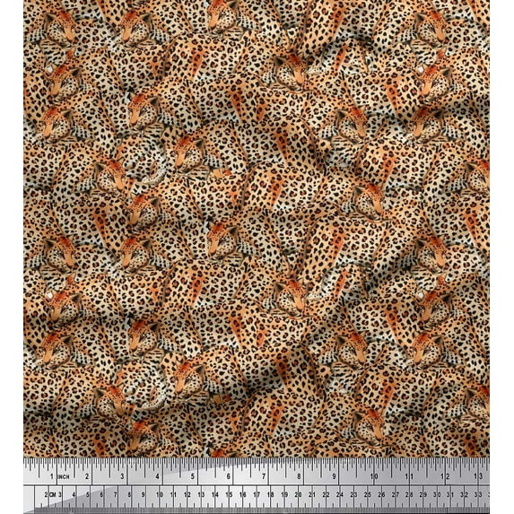 Soimoi Cotton Jersey Fabric Leopard Animal Printed Craft Fabric by The Yard 58 Inch Wide