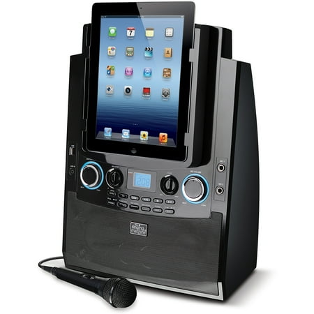 Singing Machine ISM9090BT Bluetooth Mobile Karaoke System with Resting Tablet Cradle, Microphone and Free Karaoke App