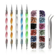 Nishore Nail Art Design Kit 12 Colors Crystals Nail Art Rhinestones