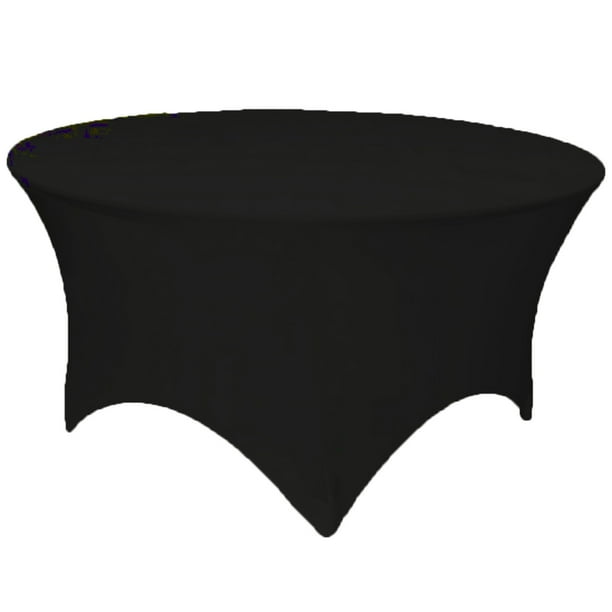 Gowinex Black 5 ft. 60 inch Round Spandex Tablecloth Fitted Table Cover