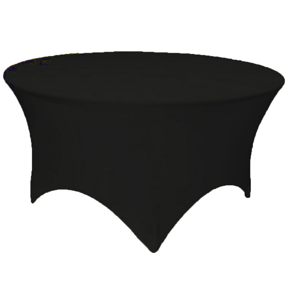 Gowinex Black 6 ft. Round Spandex Tablecloth Fitted Table Cover