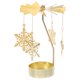 thumbnail image 4 of Candelabro de hierro fundido con forma de carrusel giratorio, portavelas con diseño de copos de nieve, centro de mesa para bodas, velas giratorias románticas, 4 of 5