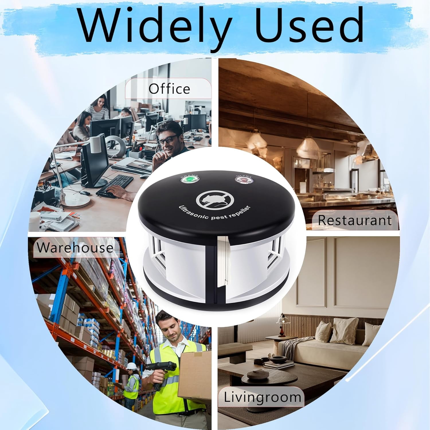Mouse Repelent Ultrasonic Rodent Repeler Plug in Indoor, 360° Ultrasonic Rodent Repelent,3 Mode Switch with Pressure Wave, Squirrel Repelent Mice Deterrent for House Garage Warehouse RV