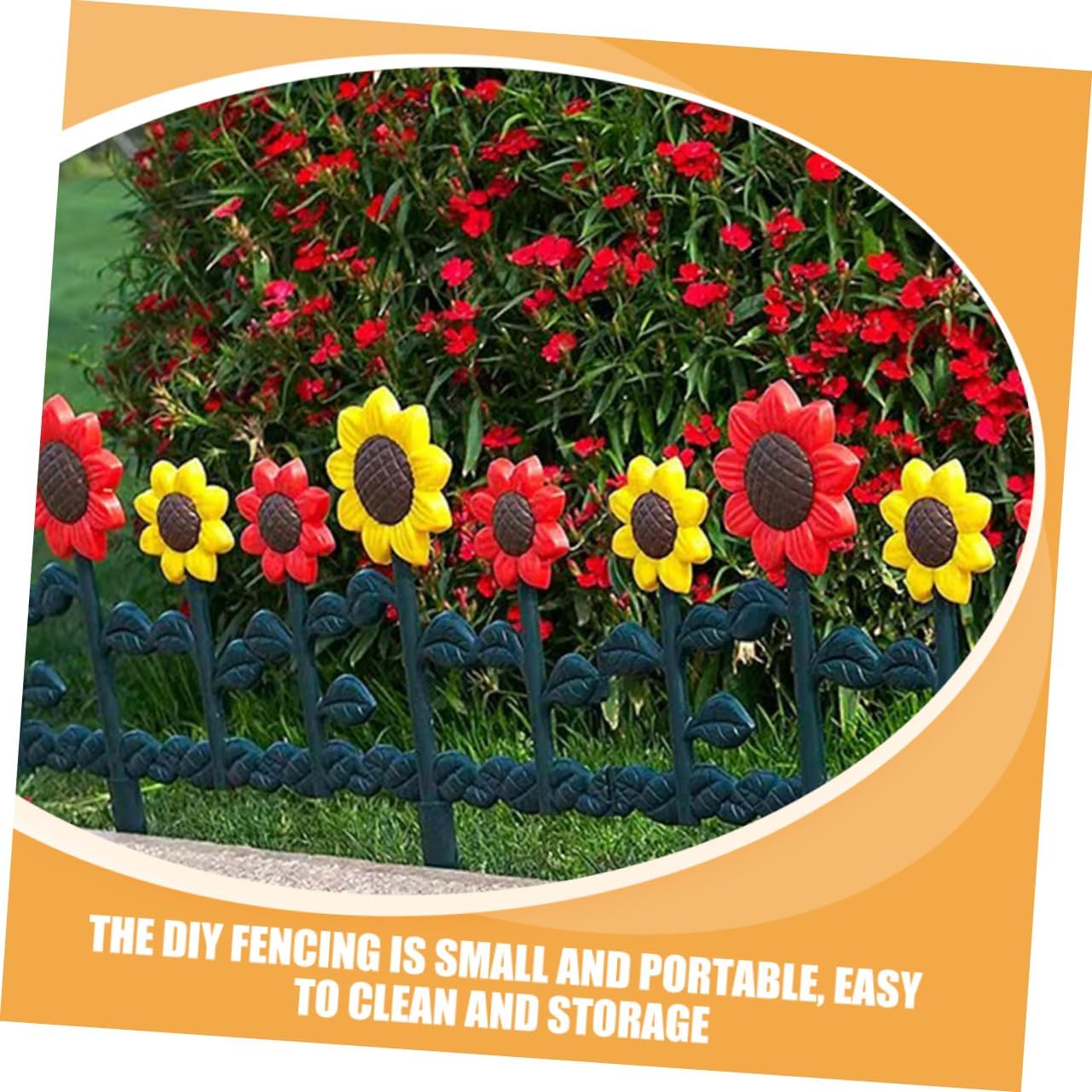 QIANJIA Sunflower Garden Fence Decoration Reusable Patio Border Edging for Lawn Flower Beds Easy to Install Portable Decorative Fence Panel for Outdoor Spaces
