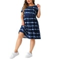 thumbnail image 2 of Agnes Orinda Plus Size Dress for Women Short Sleeve Empire Waist Casual Swing T-Shirt Dress, 2 of 5