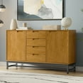 thumbnail image 5 of Simpli Home Banting and Metal 60 inch x 18 inch Rectangle Industrial Sideboard with Centre Drawers in Oak Veneer, 5 of 14