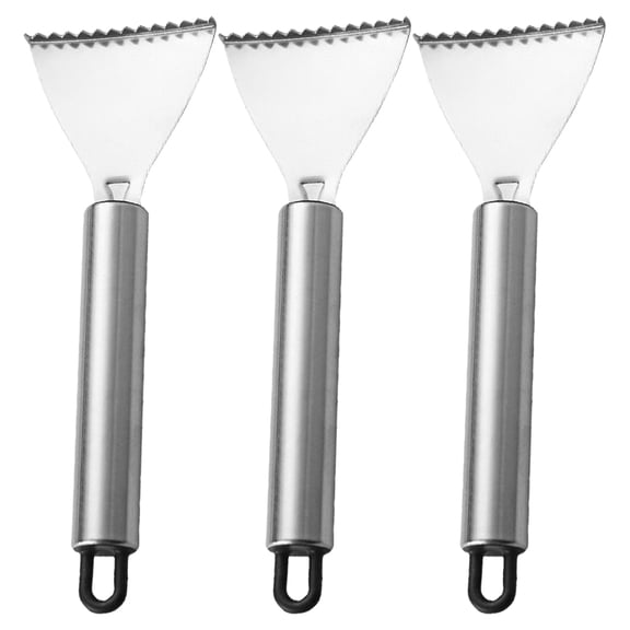 WHAMVOX 3Pcs Stainless Steel Fish Scale Remover Tool for Kitchen with Serrated Edges and Ergonomic Handle