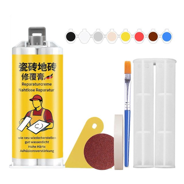 Tile Cracks Repair Kit, Glossy Surface Filler Gap Filling Adhesive for Marbles Ceramics Tiles Pits, Holes, and Cracks