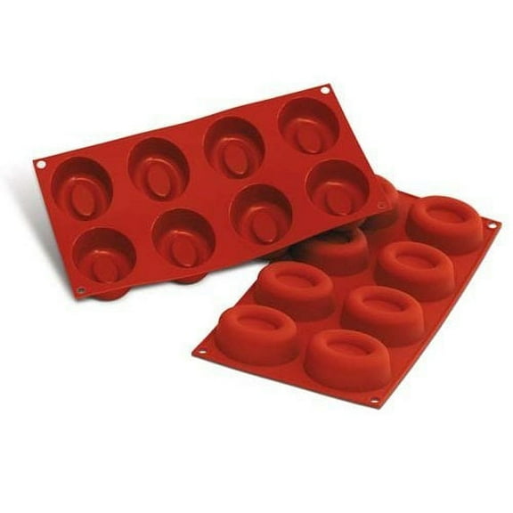 Silikomart Professional Silicone Bakeware: Oval Savarin 2.4 Oz, 8 Cavities